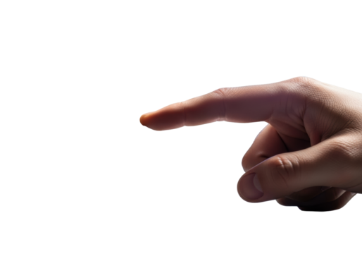 Human thumb presses worn channel selector on vintage crt tv's wooden panel, glowing screen, transparent background, dramatic studio light. Nostalgic vintage tech concept