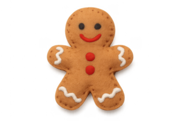 Gingerbread man felt smiling christmas ornament