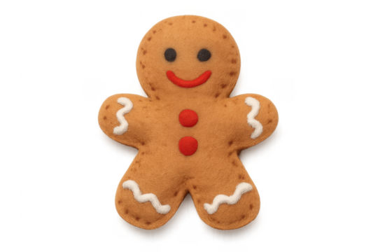 Gingerbread man felt smiling christmas ornament