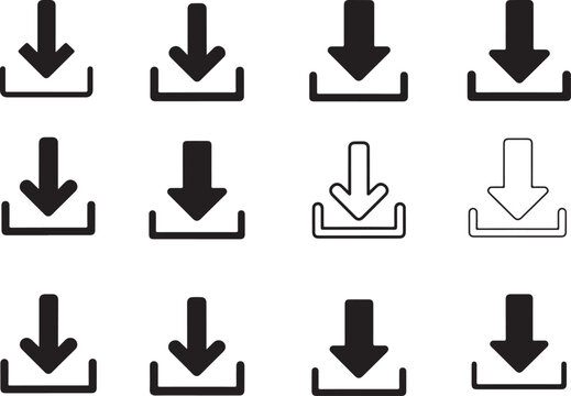Download icon set. Download button Collection.  Arrow download symbols.  Software download icon . Web icon set . Vector illustration.