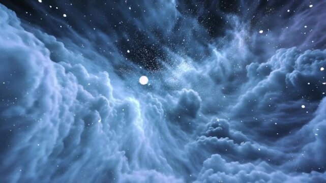 4K 3D Dark Blue Space Cloud Loop Animation