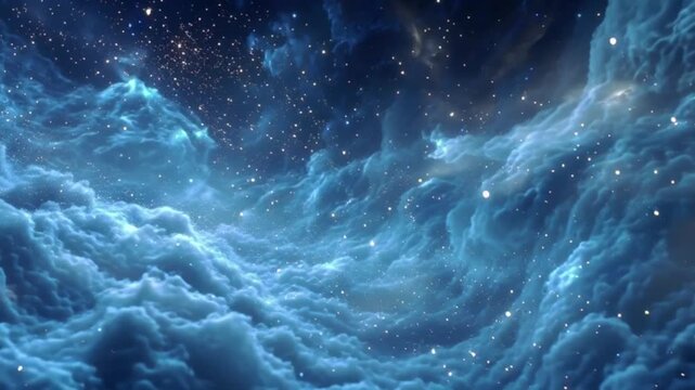 4K 3D Dark Blue Space Cloud Loop Animation