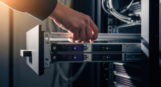 Hand operating server hardware in a data center for cloud computing, edge technology, and IT infrastructure solutions