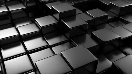 Digital art wallpaper background. 3D abstract black and white geometric background with glossy cubes. - Powered by Adobe