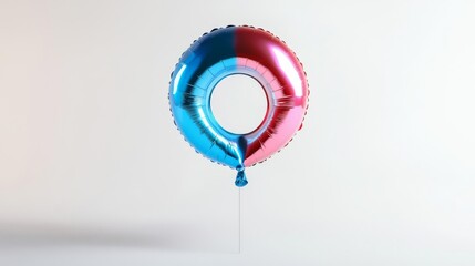 A vibrant, colorful inflatable pool ring floating against a minimalist background, perfect for summer vibes.