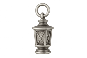 Vintage metal lantern with hanging ring, transparent background