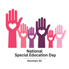 Fototapeta premium National special education day with diverse loving hands icon