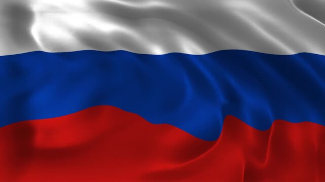 Realistic Russia flag waving in a seamless loop with detailed fabric texture perfect for Russia Day, Victory Day, national events, government celebrations, and 4K visual presentations