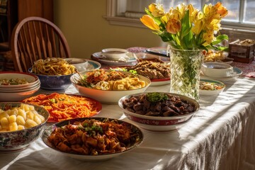 Festive Korean Independence Day Feast Table