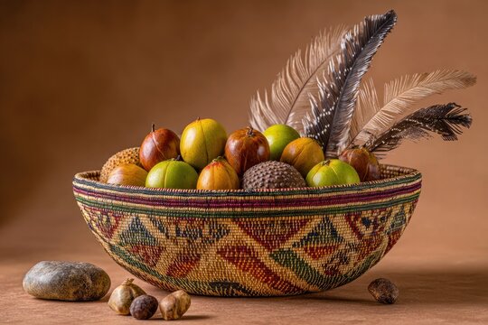 Elegant Namibian Basket Filled with Indigenous Fruits