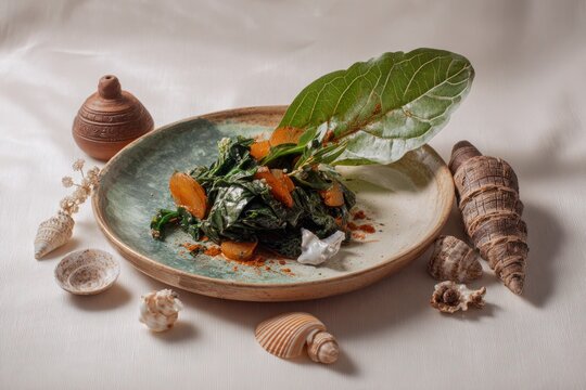 Elegant Mozambique Matapa Dish Presentation