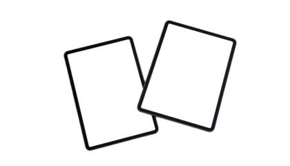 Two digital tablet devices with blank white screens against a black background