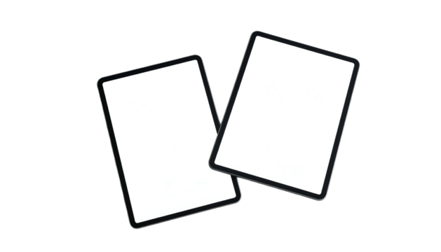 Two digital tablet devices with blank white screens against a black background - Powered by Adobe