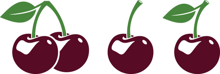 Ripe berry. Red berry. Cherry logo. Isolated cherry on white background