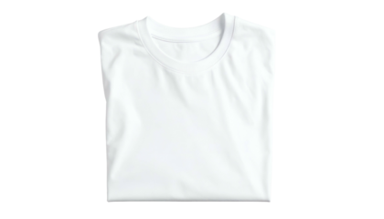 A perfectly folded plain white t-shirt isolated on a stark black background