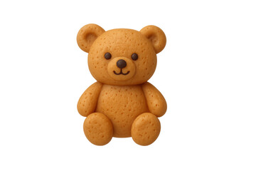 Fototapeta premium Teddy bear cookie snack with cute face on transparent background