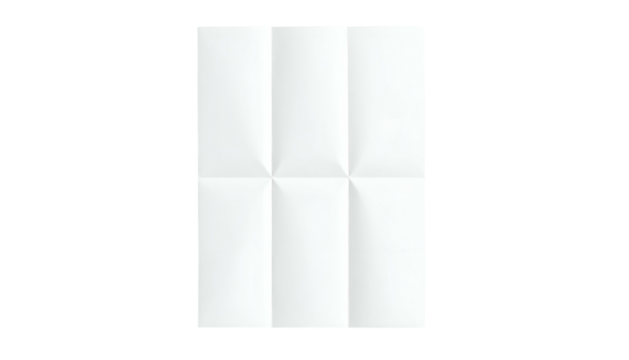 Close-up of a white paper, meticulously folded into six sections with subtle shading