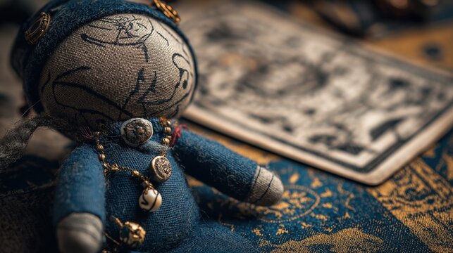 Handmade Voodoo Doll with Tarot Cards