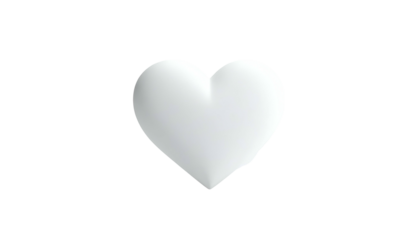 White, three-dimensional heart on a black background, highlighting depth and shape