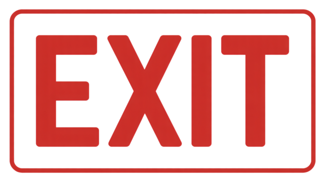 Bold exit sign offers clear direction, making safety a priority in emergencies, perfect for wayfinding and emergency preparedness planning needs today