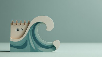 July monthly planner seafoam green