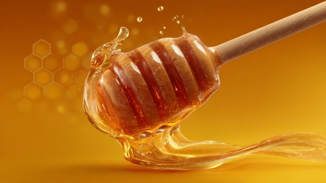 Honey dipper with abstract honeycomb pattern