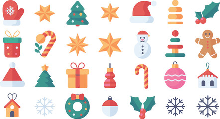 Christmas and New Year Vector Collection – Festive Holiday Elements on Transparent Background