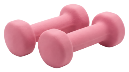 Pair of Pink Dumbbells for Fitness on White