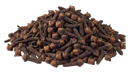 Pile of Dried Cloves: Aromatic Spice on White