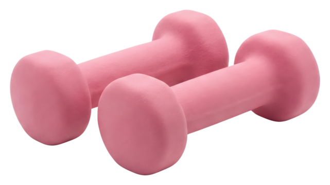 Pair of Pink Dumbbells for Fitness on White