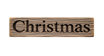 Christmas Word on wood, PNG on Transparent Background