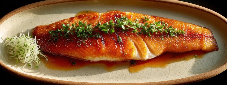 fish salmon fillet pan grill food steak filet roast iron wild oil. barbeque fish salmon fillet red isolated sauce frypan orange piece meal table omega white herbs healthy basil cobia trout lemon pork