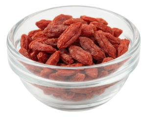 Bowl of Goji Berries: Healthy Superfood, Isolated on White
