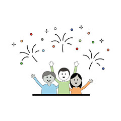 People celebrating new year festive mood in white background vector illustration