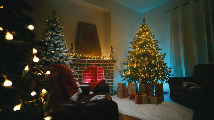 Santa's Room With Trees and Gifts Ready for Shipping