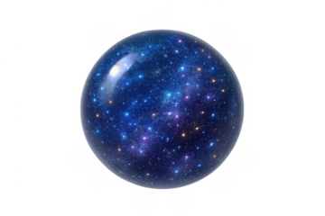 Glass sphere containing a vibrant cosmic galaxy universe