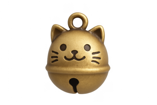 Gold cat bell charm bringing good luck talisman