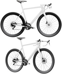 Fototapeta premium Modern White Road Bicycle Mockup – Side View Isolated on Black Background