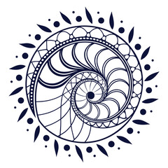 Obraz premium Dots abstract circle background. Dotted speed lines, halftone spiral shape, geometric template for logo or other element.