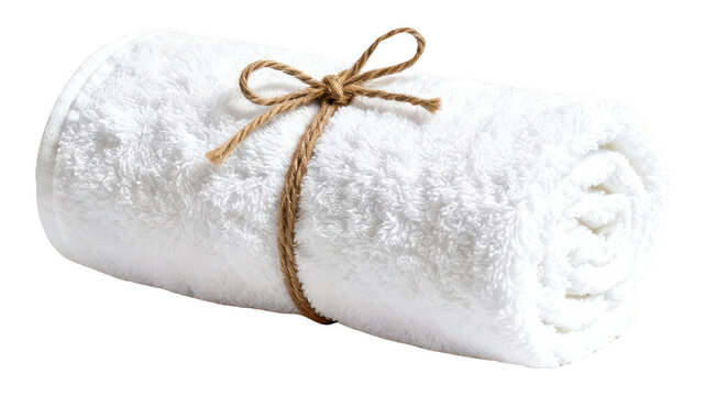 Rolled White Towel with Jute String: Spa Essential