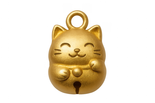 Golden maneki-neko charm bringing good luck and fortune