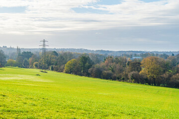 Fototapeta premium View of open countryside in Croxley Green, Herdfordshire.