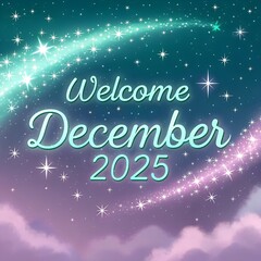 Welcome December Typography Illustration