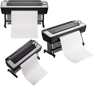 Large Format Roll Printer Mockup with Wide Paper Plotter &ndash; Printing Equipment Template