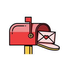 Red mailbox with love letter, Valentine's Day greeting and romantic communication