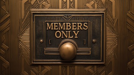 Ornate Members Only Brass Plate On Door