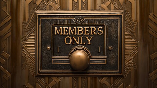 Ornate Members Only Brass Plate On Door