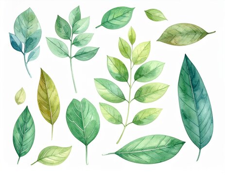 Fondo natural de hojas verdes tipo acuarela 