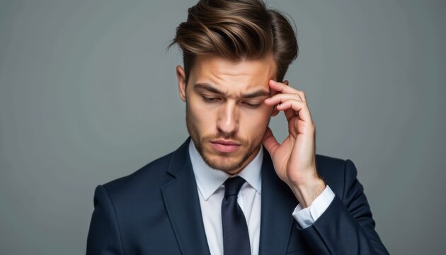 Thoughtful businessman in a suit