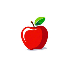 Fototapeta premium Vibrant red apple with a green leaf on a black background